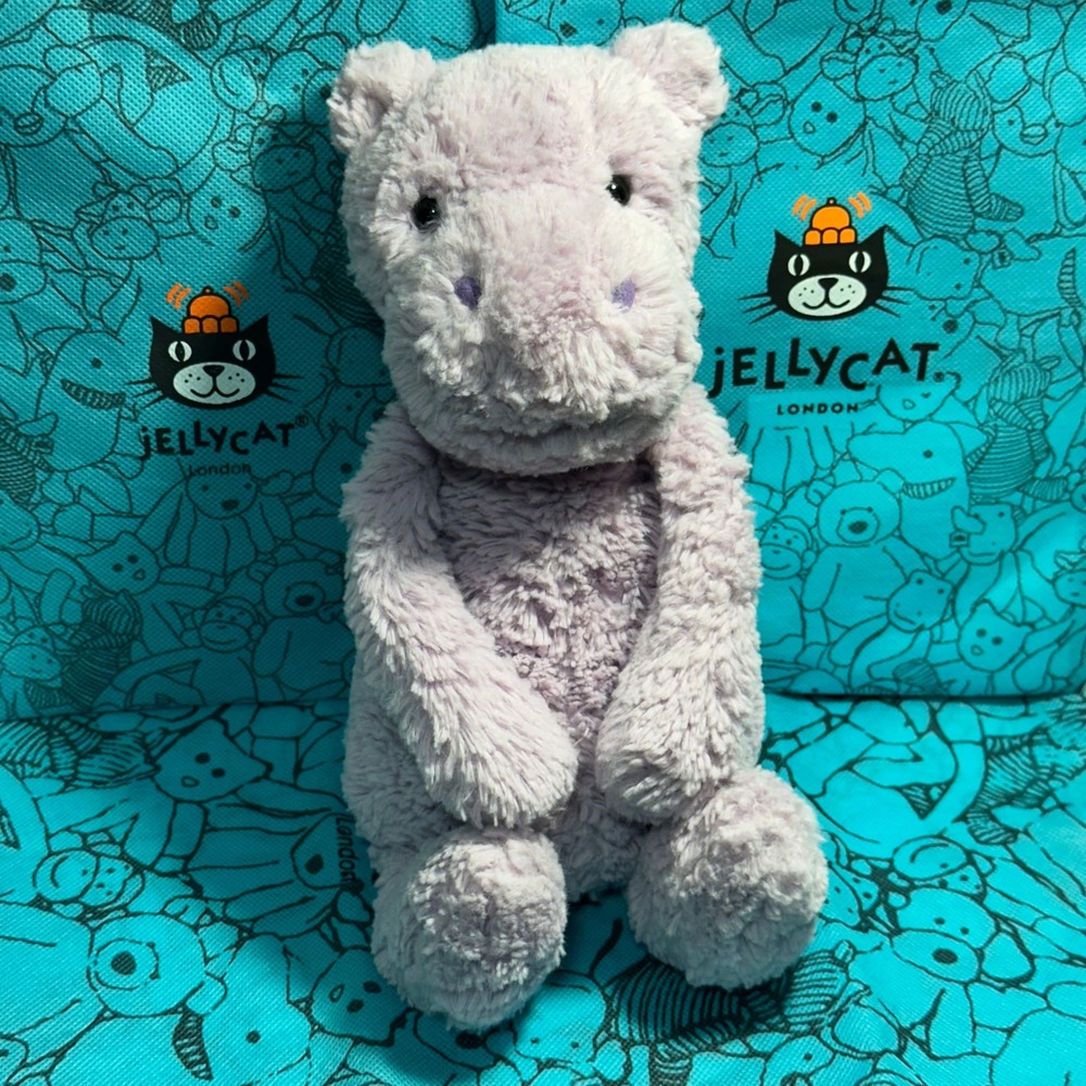 Jellycat Bashful Hippo Lavender Lilac Purple Plush Stuffed Animal Toy 12 inch